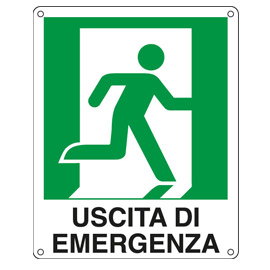 CARTELLO ALLUMINIO 25x31cm 'USCITA DI EMERGENZA A DX'