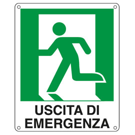 CARTELLO ALLUMINIO 25x31cm 'USCITA DI EMERGENZA A SX'