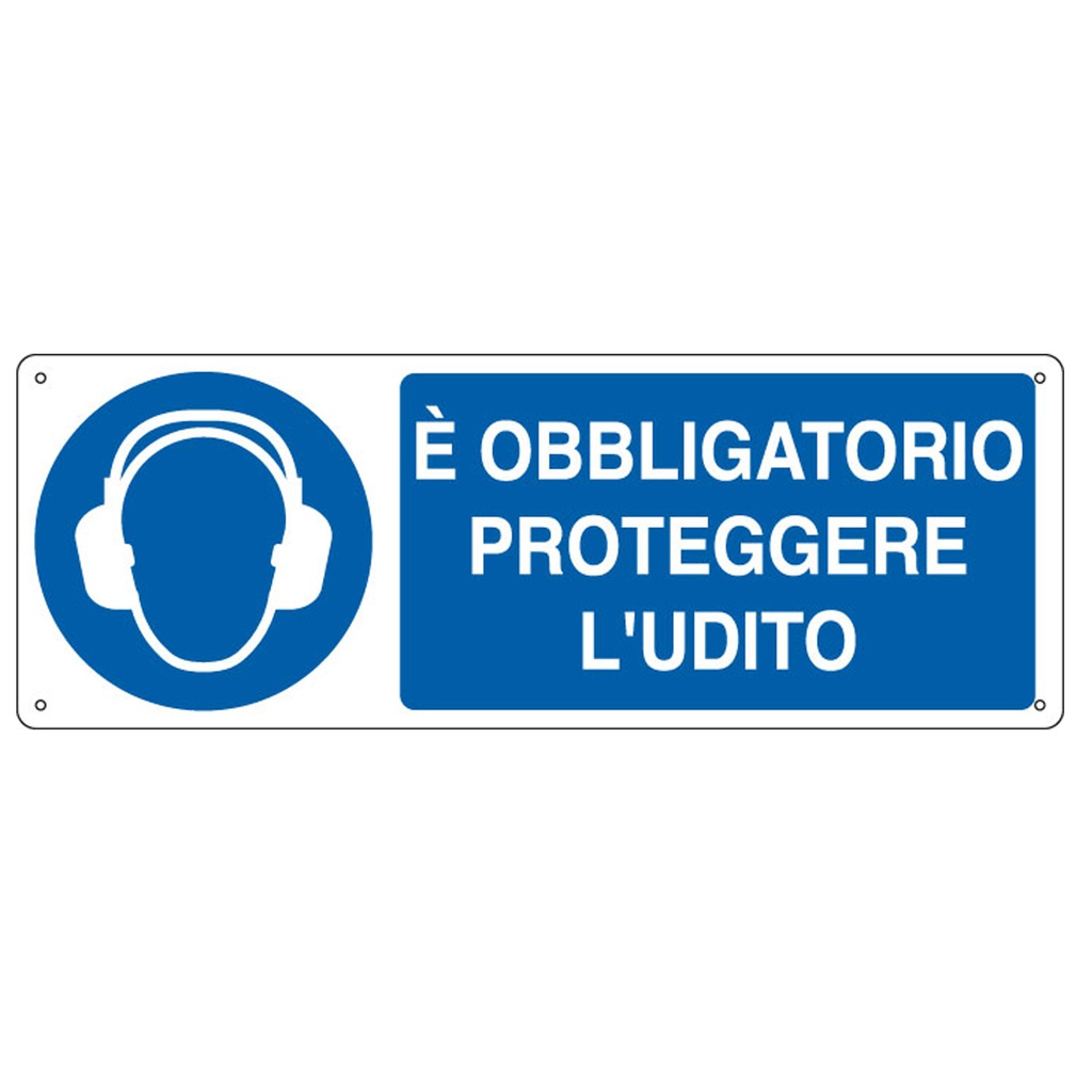 CARTELLO ALLUMINIO 35x12,5cm 'E' obligatorio proteggere l'udito''