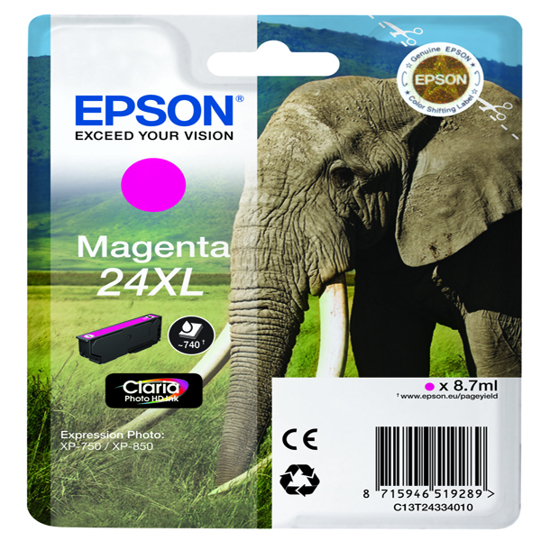 CARTUCCIA MAGENTA CLARIA PHOTO HD SERIE 24XL ELEFANTE BLISTER