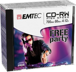 CD-RW EMTEC RW 80MIN/700MB 4-12x JEWEL CASE (kit 5pz