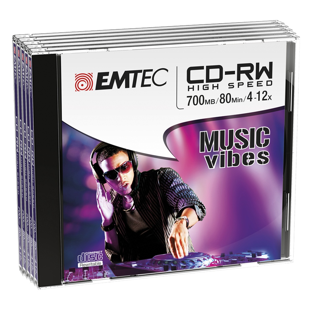 CD-RW EMTEC RW 80MIN/700MB 4-12x JEWEL CASE (kit 5pz