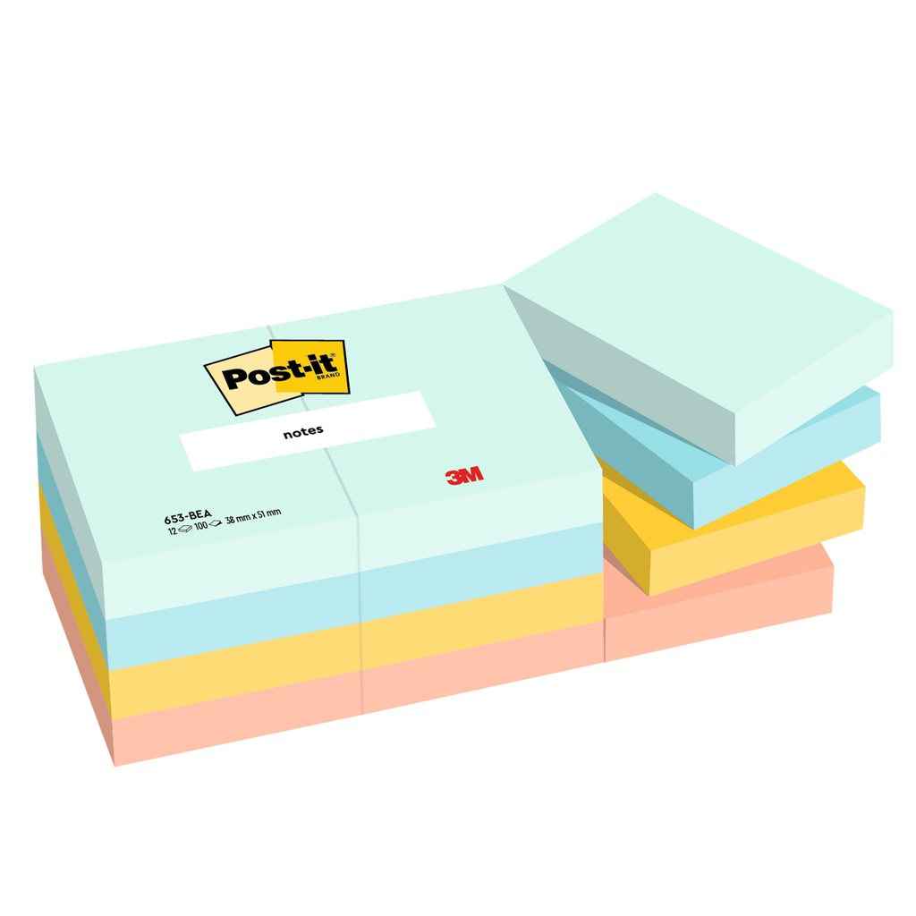 Cf. 12pz blocco 100fg. Post-it® 38x51mm 653-BEA Beachside