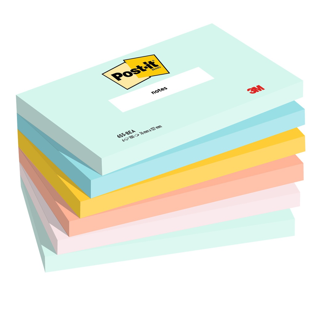 Cf. 6pz blocco 100fg. Post-it® 76x127mm 655-BEA Beachside