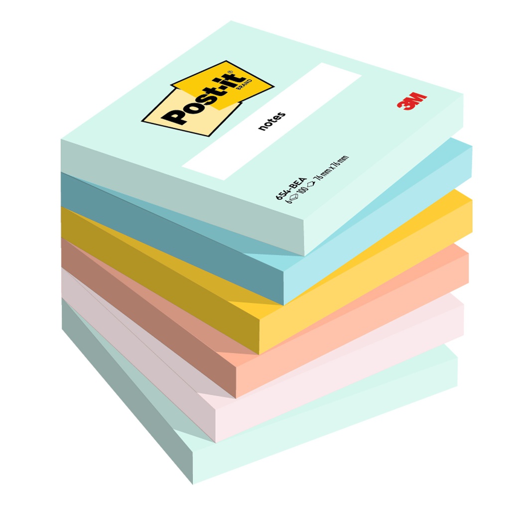 Cf. 6pz blocco 100fg. Post-it® 76x76mm 654-BEA Beachside