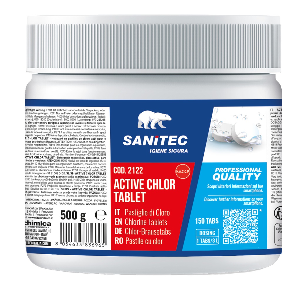 Conf 150 Pastiglie cloro attivo concentrato Tablet 500gr Sanitec