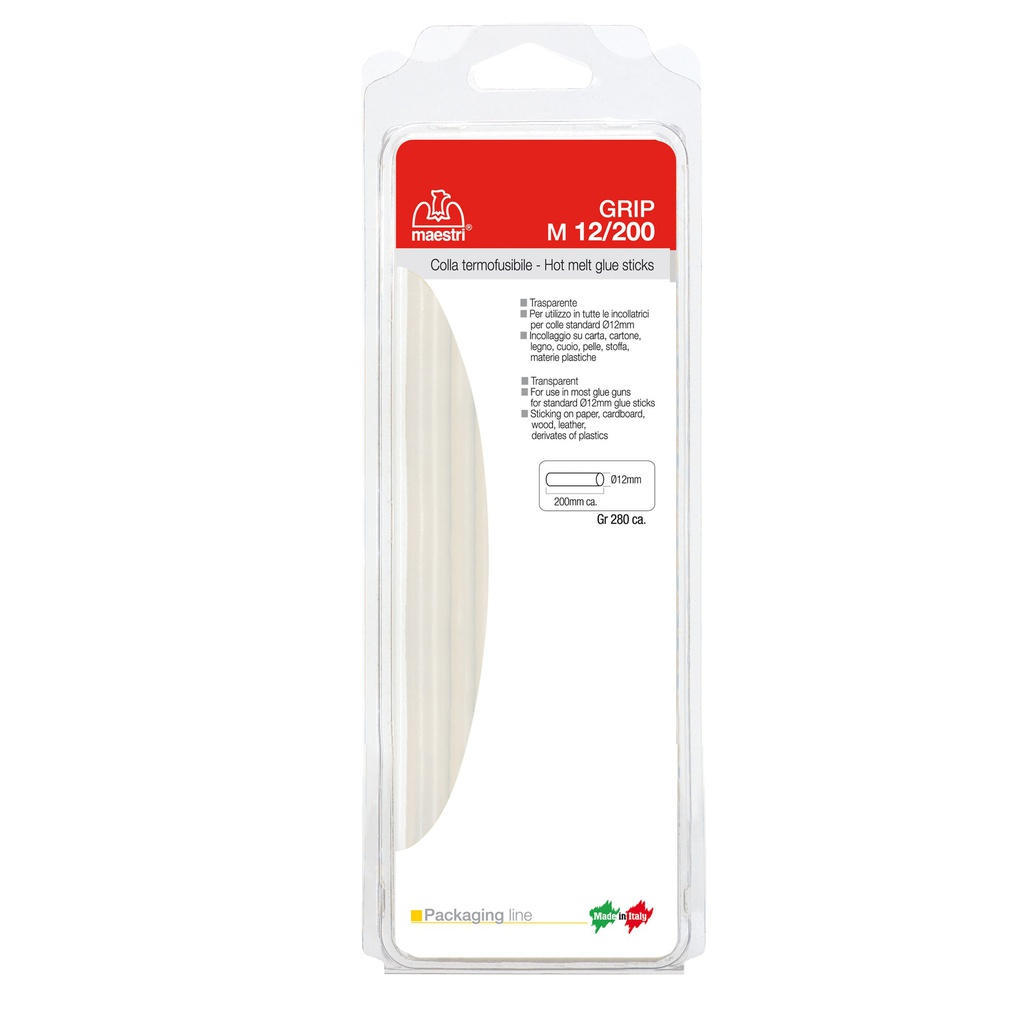 COLLA TERMOFUSIBILE 20cm D12mm 280gr TRASPARENTE M 12/200