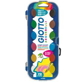 COLORI ACQUERELLO IN 12 COLORI pastiglie da D30mm GIOTTO