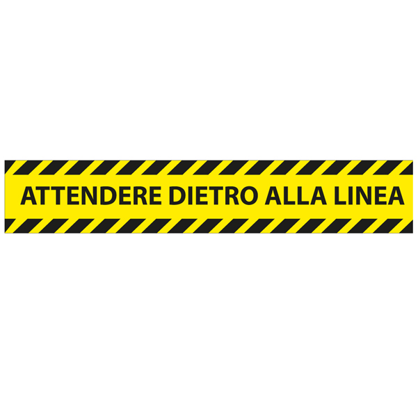 Conf. 5 adesivi da terra L45xH8cm ''ATTENDERE DIETRO LA LINEA''