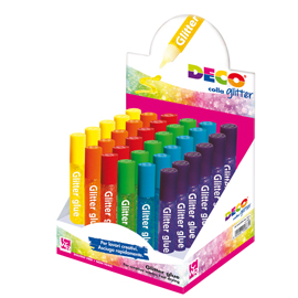 ***Display colla glitter 30 penne 10,5ml colori assortiti pastello DECO