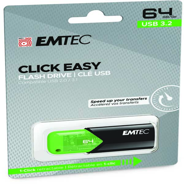 Emtec Memoria USB B110 USB3.2 Clickeasy 64GB verde
