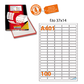 Etichetta adesiva A/401 bianca 100fg A4 37x14mm (100eti/fg Markin