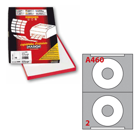Etichetta adesiva A/460 bianca 100fg A4 x CD D114,5mm foro 41mm (2et/fg Markin