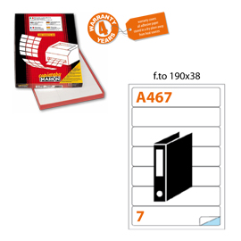 Etichetta adesiva A/467 bianca 100fg A4 190x38mm (7et/fg Markin