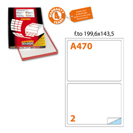 Etichetta Adesiva A/470 bianca 100fg A4 199,6x143,5mm (2et/fg Markin
