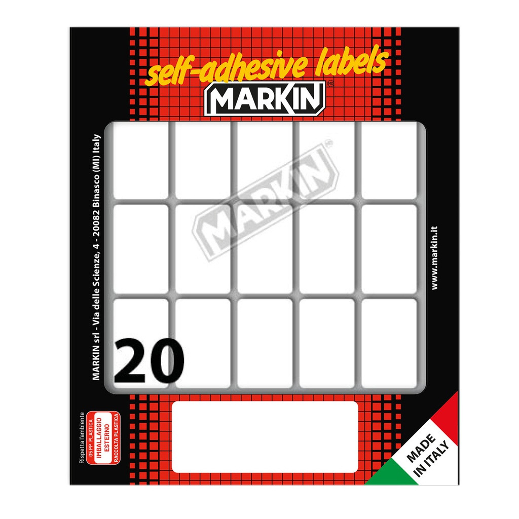 Etichetta adesiva bianca 34x21mm (10fogli x 20etichette Markin