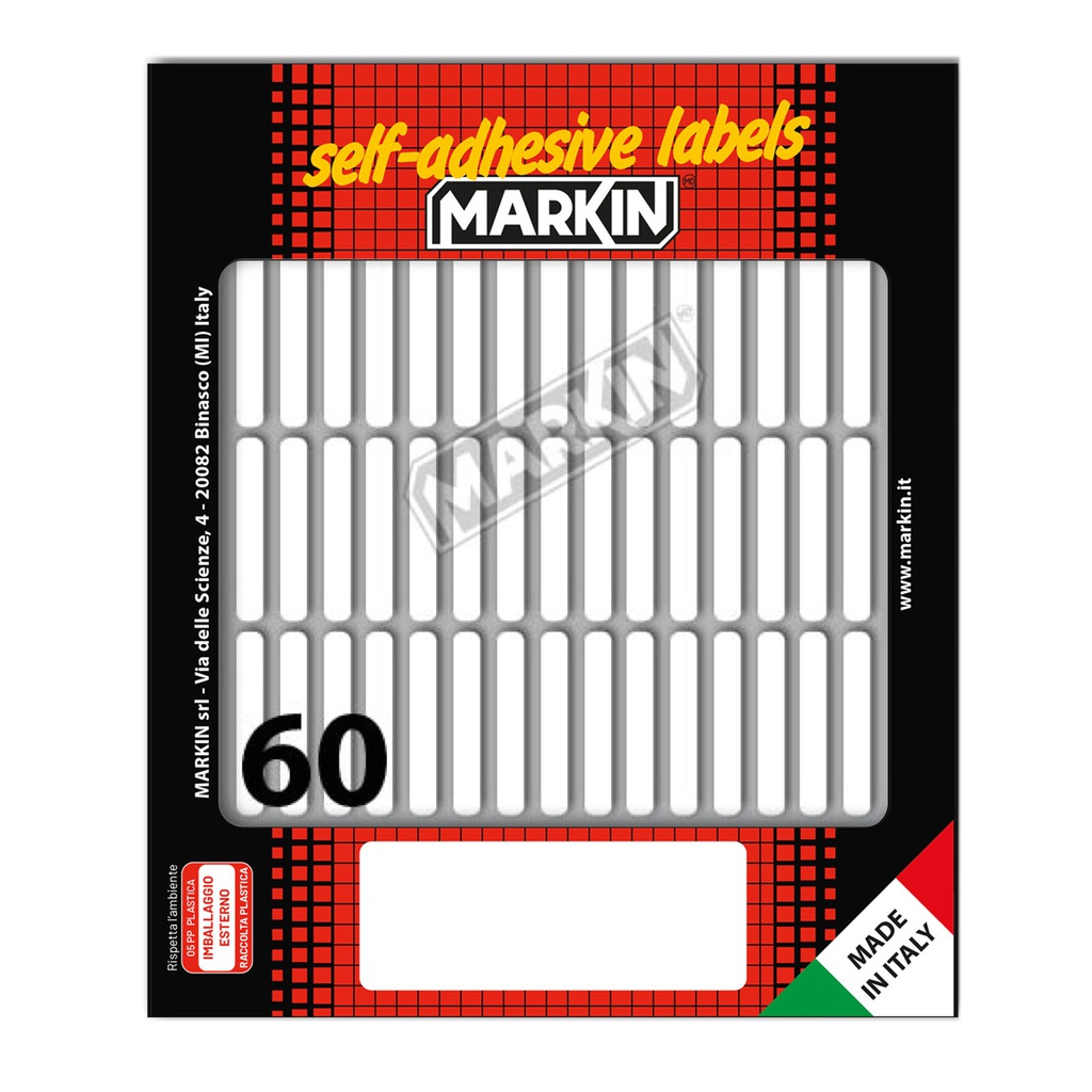 Etichetta adesiva bianca 34x5mm (10fogli x 60etichette Markin