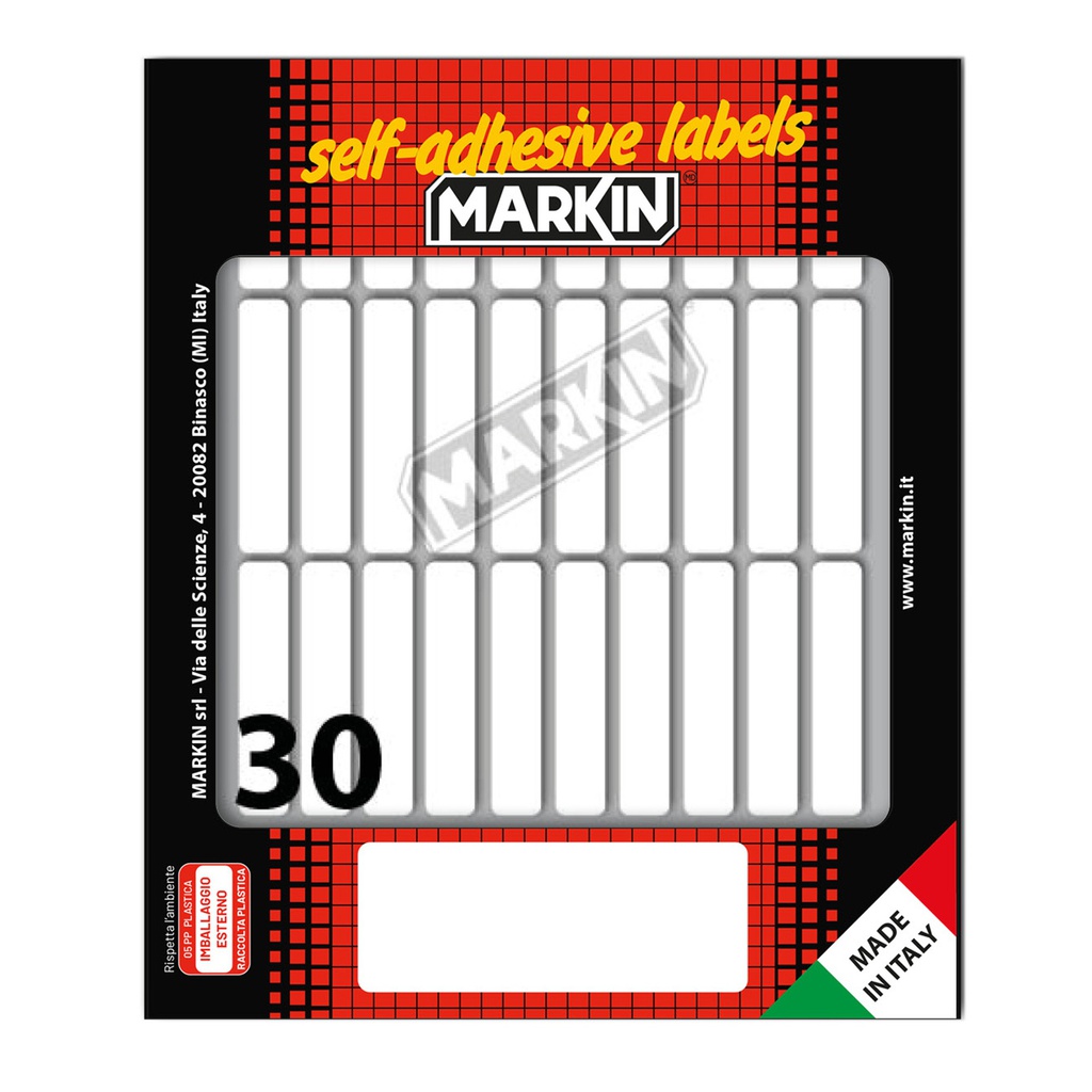 Etichetta adesiva bianca 46x10mm (10fogli x 30etichette Markin