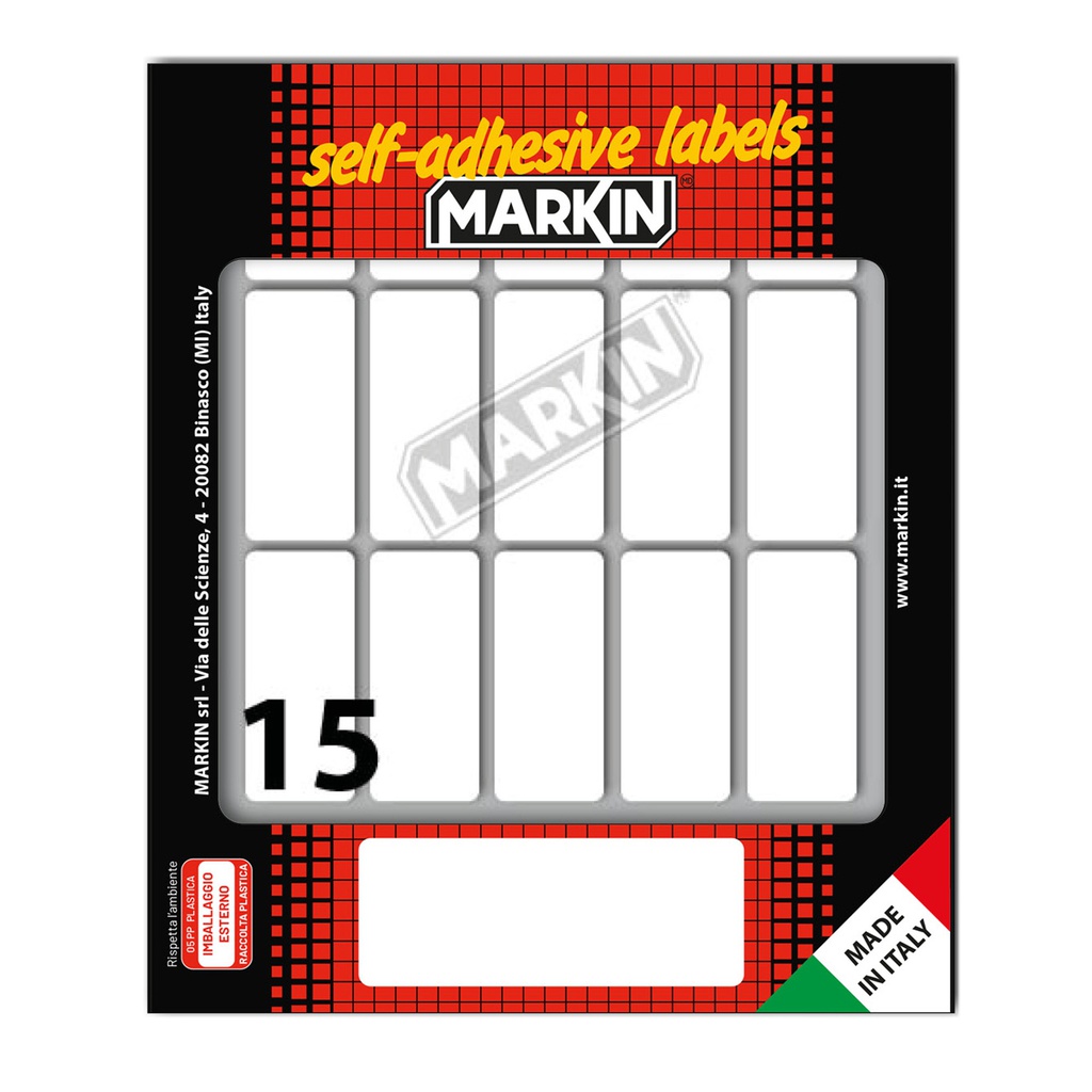 Etichetta adesiva bianca 46x20mm (10fogli x 15etichette Markin