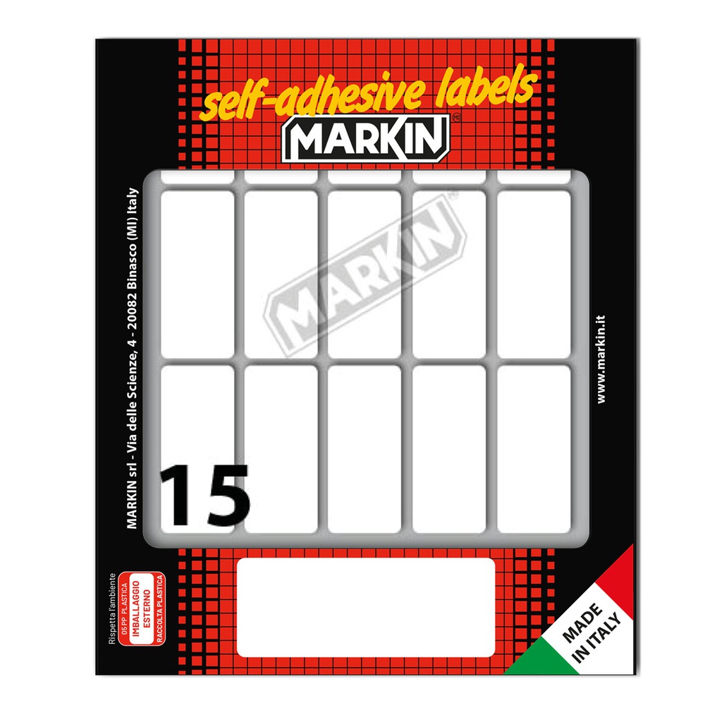 Etichetta adesiva bianca 46x20mm (10fogli x 15etichette Markin