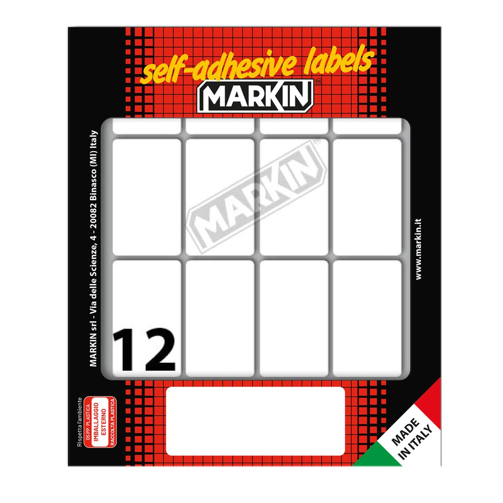 Etichetta adesiva bianca 46X27mm (10fogli x 12etichette Markin