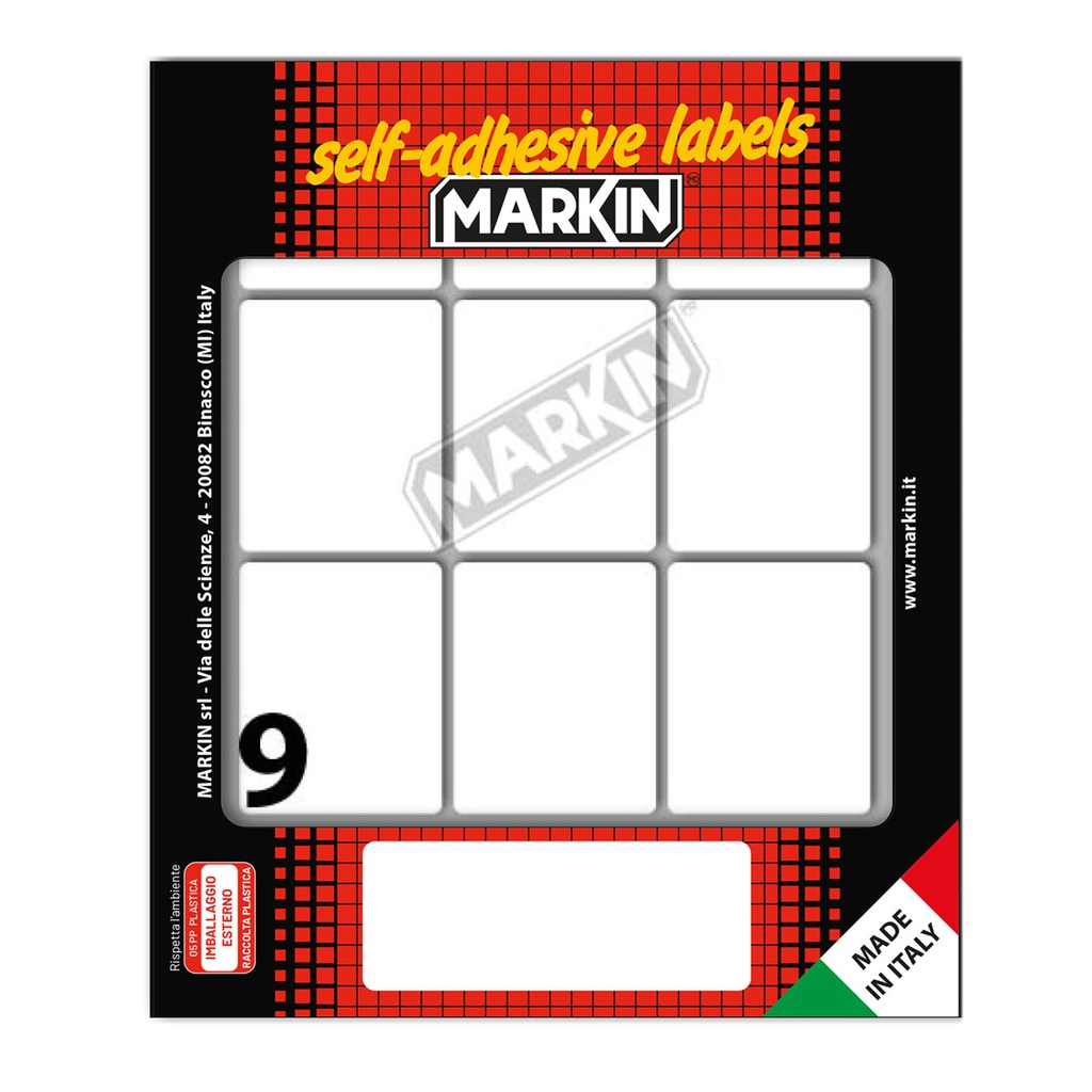 Etichetta adesiva bianca 46x37mm (10fogli x 9etichette Markin