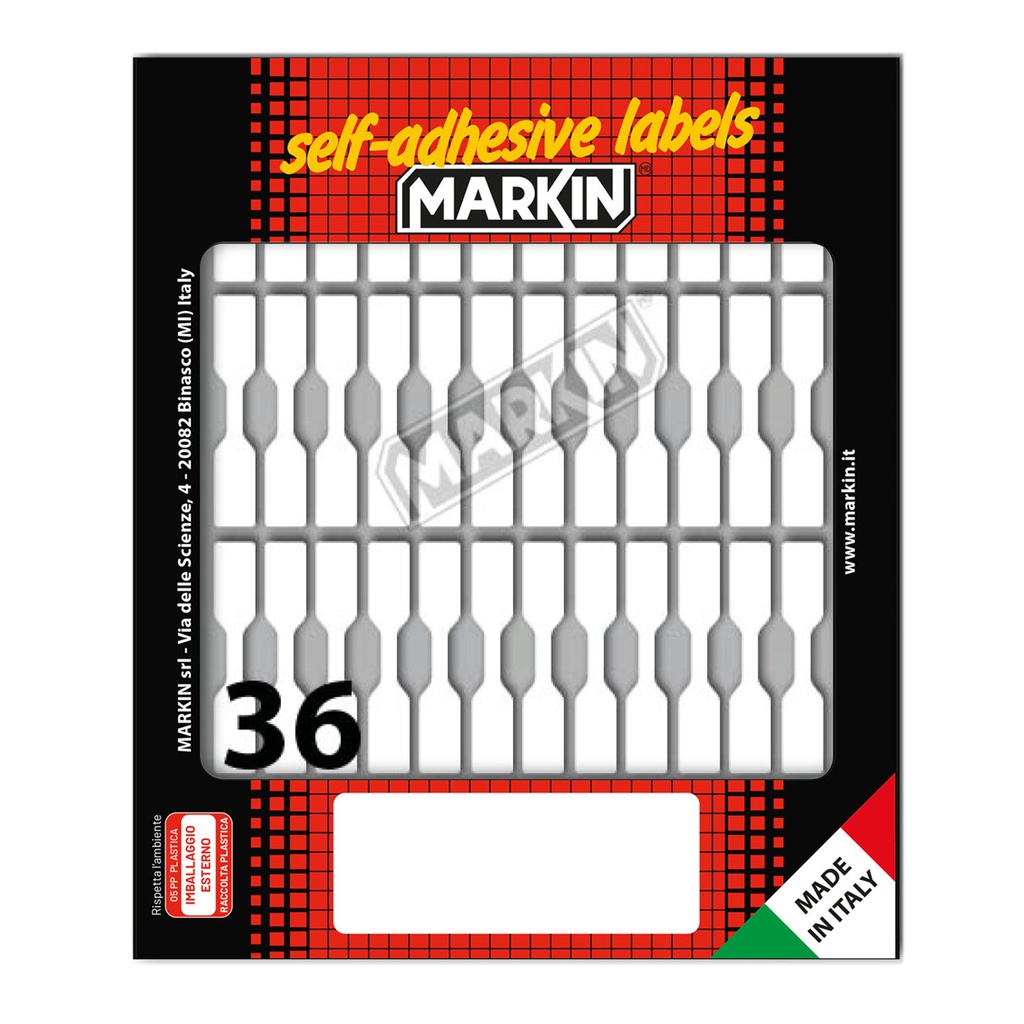 Etichetta adesiva bianca 46x8mm (10fogli x 36etichette a fascetta Markin