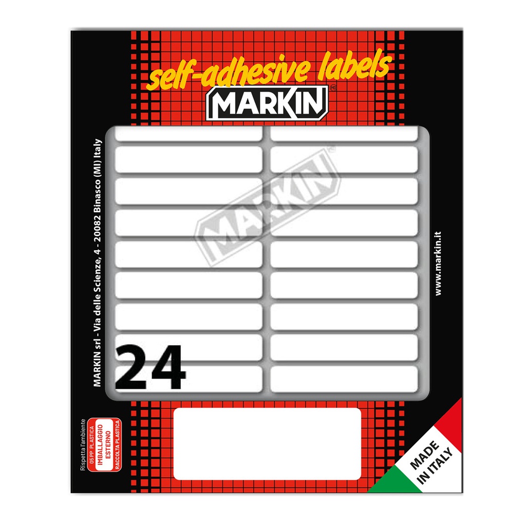Etichetta adesiva bianca 56x10mm (10fogli x 24etichette Markin
