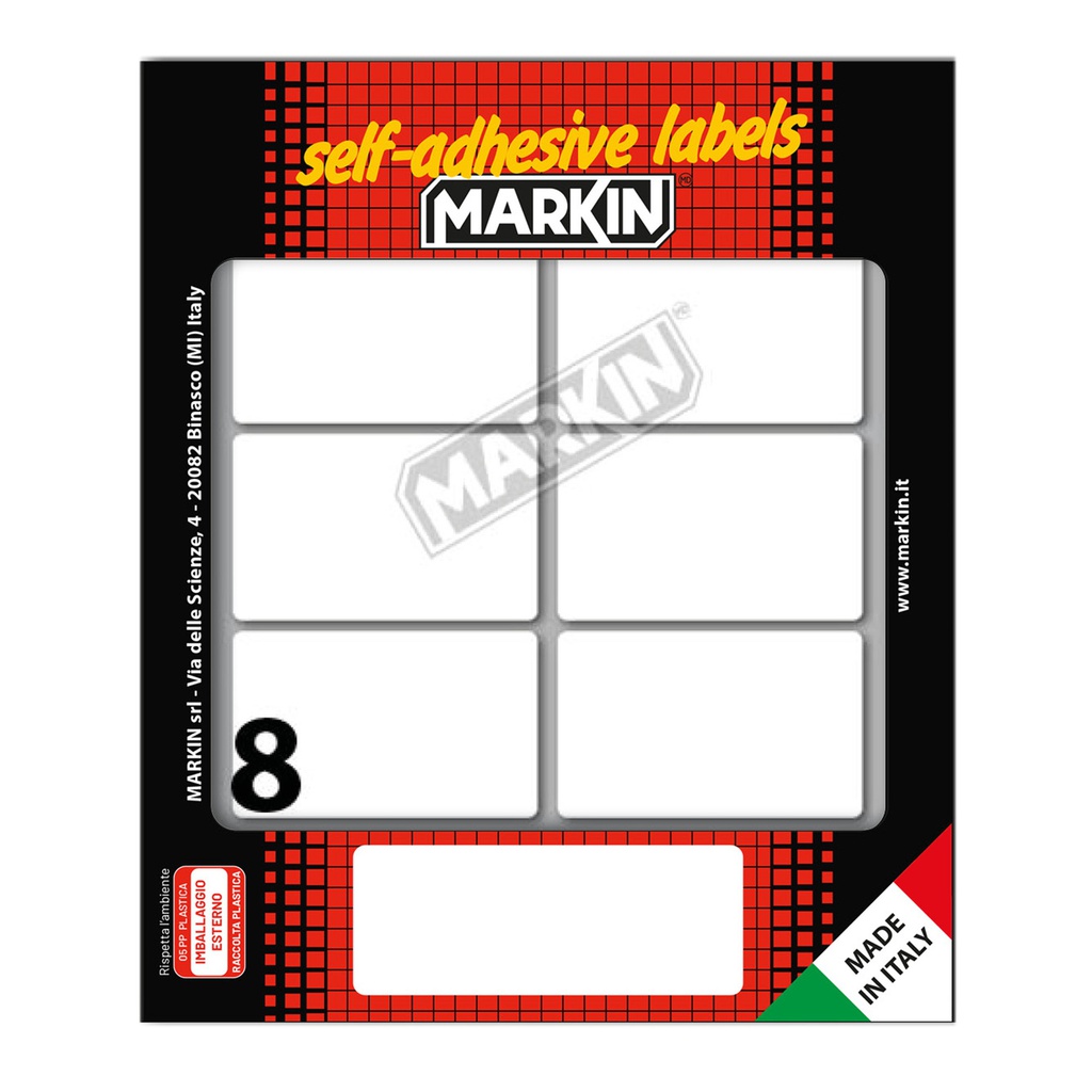 Etichetta adesiva bianca 56x34mm (10fogli x 8etichette Markin