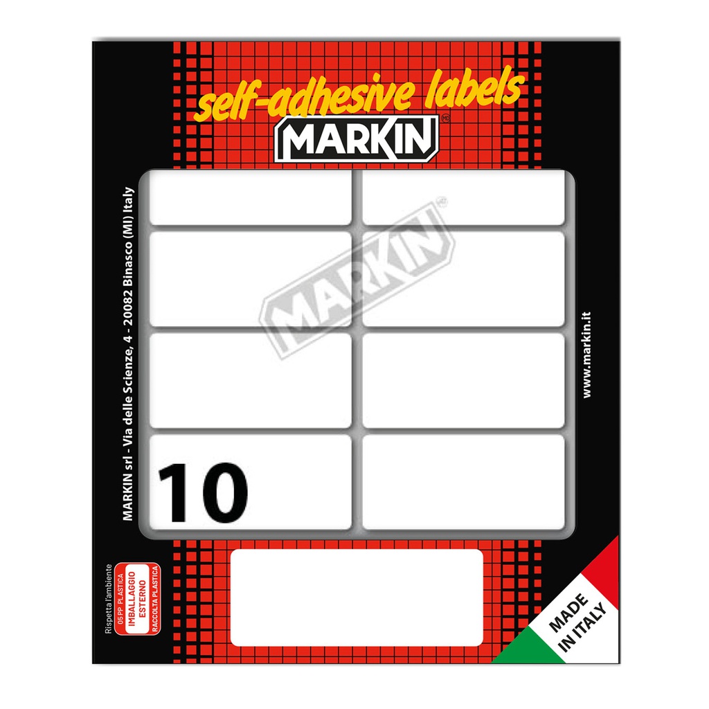 Etichetta adesiva bianca 58x27mm (10fogli x 10etichette Markin