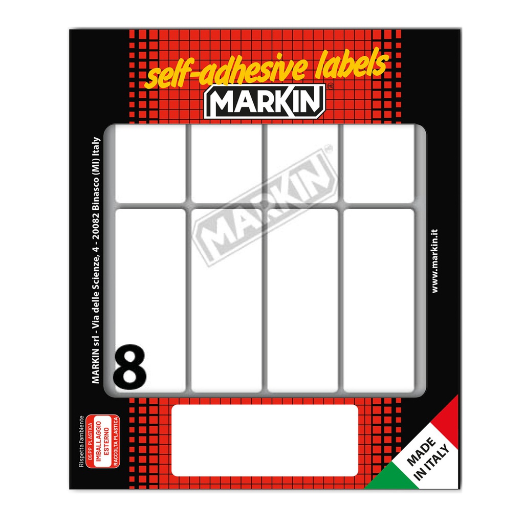 Etichetta adesiva bianca 70x27mm (10fogli x 8etichette Markin