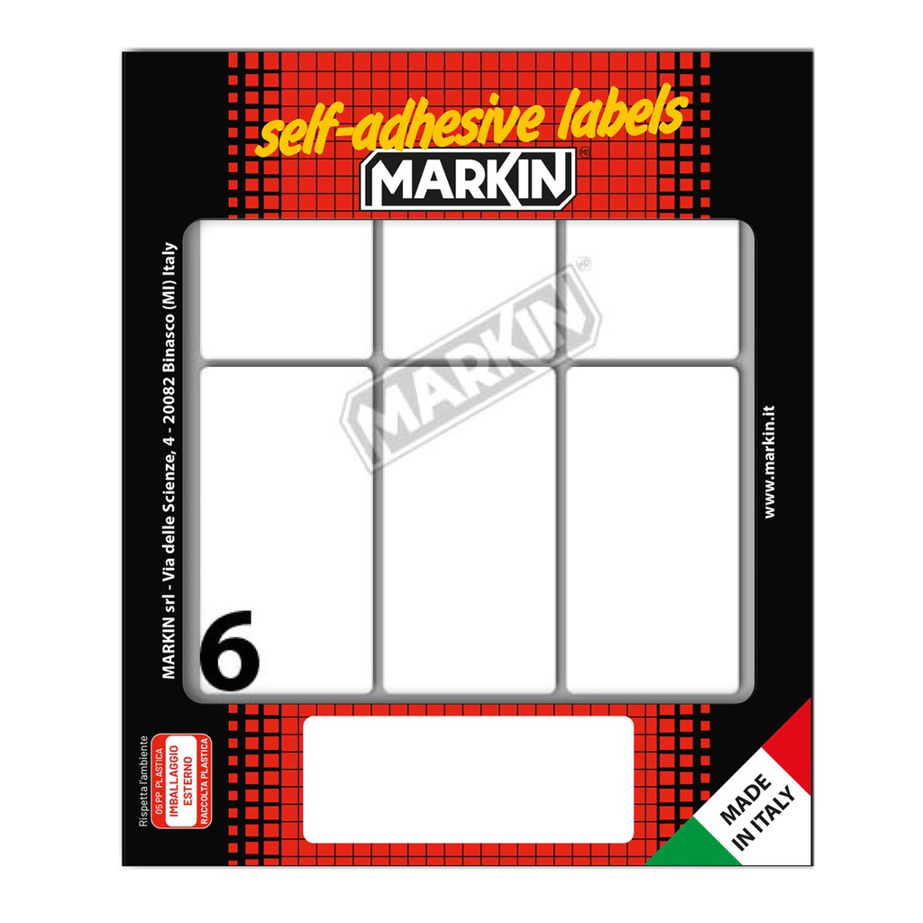 Etichetta adesiva bianca 70x37mm (10fogli x 6etichette Markin