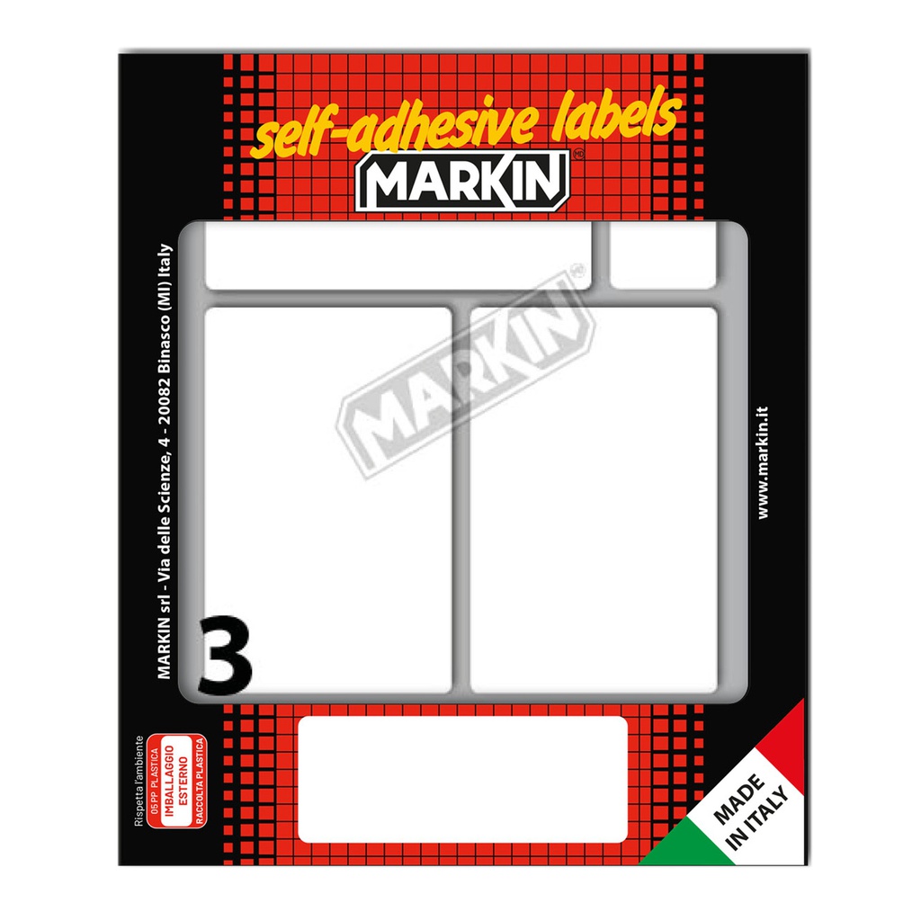 Etichetta adesiva bianca 83x53mm (10fogli x 3etichette Markin