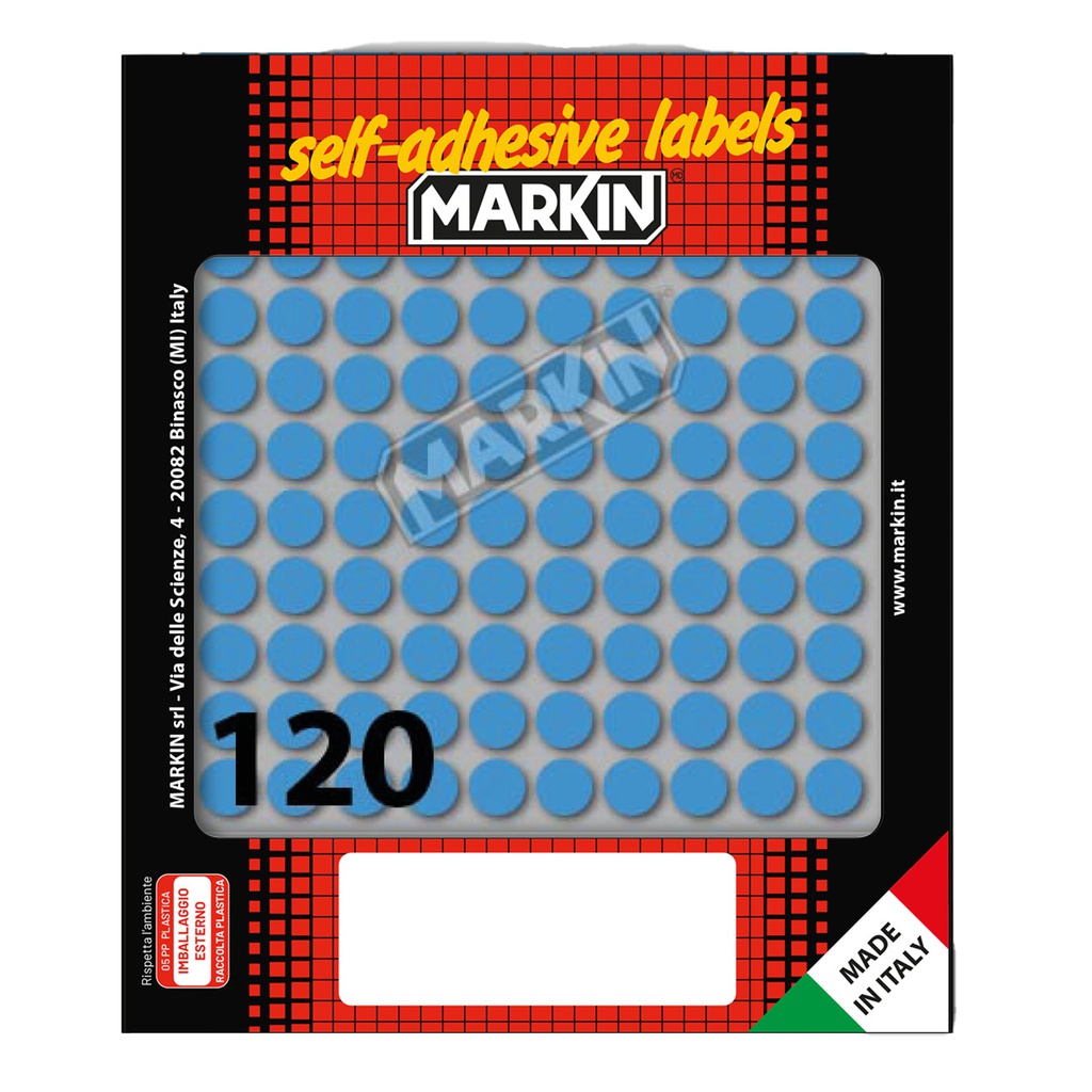 Etichetta adesiva blu tonda D10mm (10fogli x 120etichette Markin
