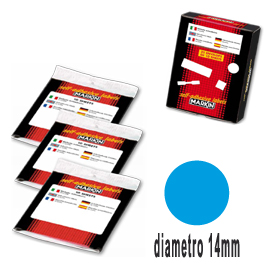 Etichetta adesiva blu tonda D14mm (10fogli x 63etichette Markin