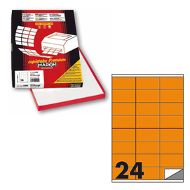 Etichetta adesiva C/500 arancio fluo 100fg A4 70x36mm (24et/fg Markin