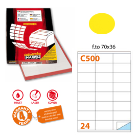 Etichetta adesiva C/500 giallo fluo 100fg A4 70x36mm (24et/fg Markin