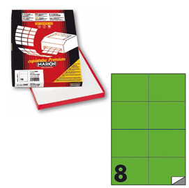 Etichetta adesiva C/512 verde fluo 100fg A4 105x74,25mm (8et/fg Markin