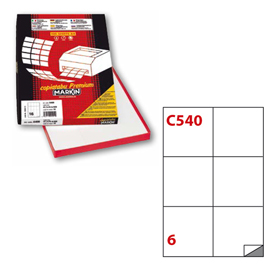 Etichetta adesiva C/540 bianca 100fg A4 105x99mm (6et/fg Markin