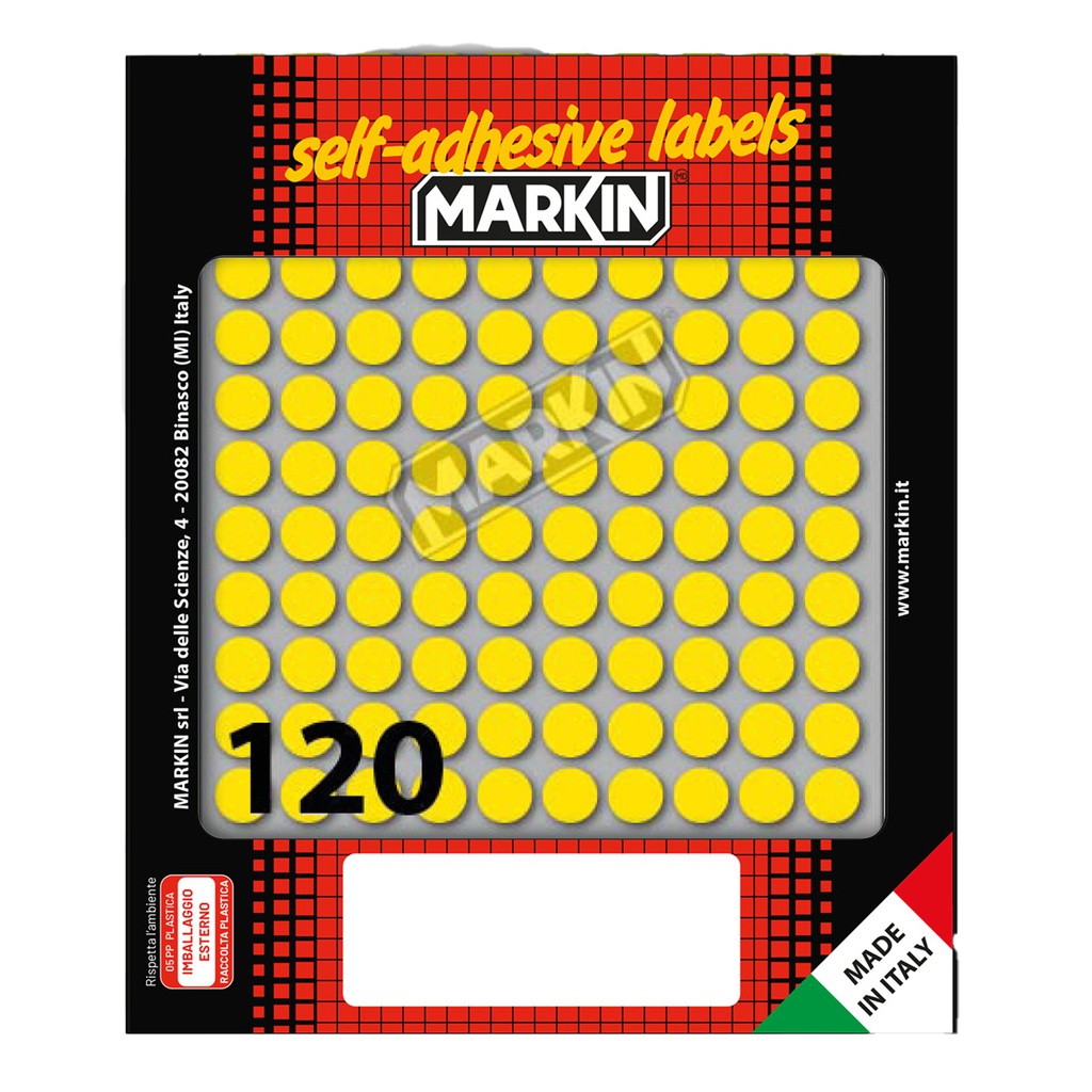 Etichetta adesiva giallo tonda D10mm (10fogli x 120etichette Markin