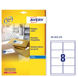 Etichetta adesiva J8165 bianca 25fg A4 99,1x67,7mm (8et/fg inkjet Avery