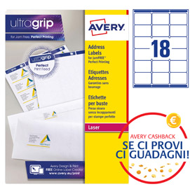 Etichetta adesiva L7161 bianca 100fg 63,5x46,6mm (18et/fg Avery