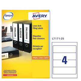 Etichetta adesiva L7171 bianca coprenti 25fg A4 200x60mm (4et/fg Avery