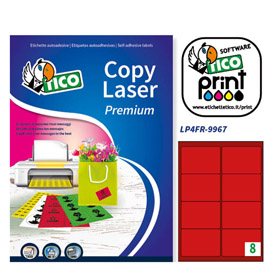 Etichetta adesiva LP4F rosso fluo 70fg A4 99,1x67,7mm (8et/fg Tico