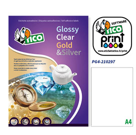 Etichetta adesiva PG4 bianca lucida 100fg A4 210x297mm (1et/fg Tico