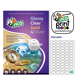 Etichetta adesiva PG4 bianca lucida 100fg A4 36x22mm (55et/fg Tico