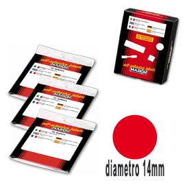 Etichetta adesiva rosso tonda D14mm (10fogli x 63etichette Markin