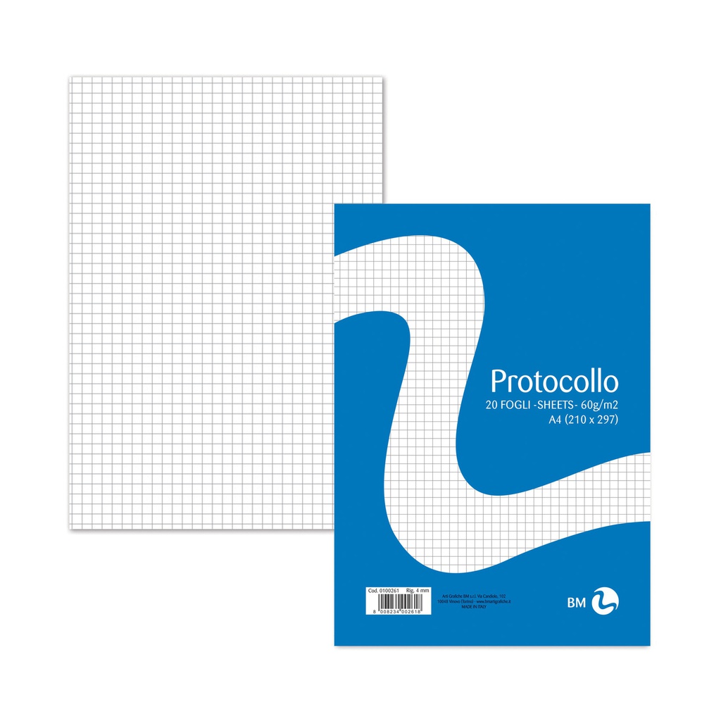 FOGLI PROTOCOLLO A4 60gr 20fg 4mm BM