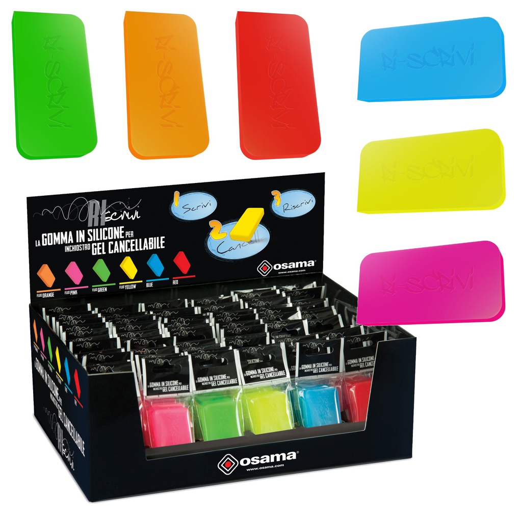 Gomma termosensibile in silicone RISCRIVI col.assortiti fluo OSAMA