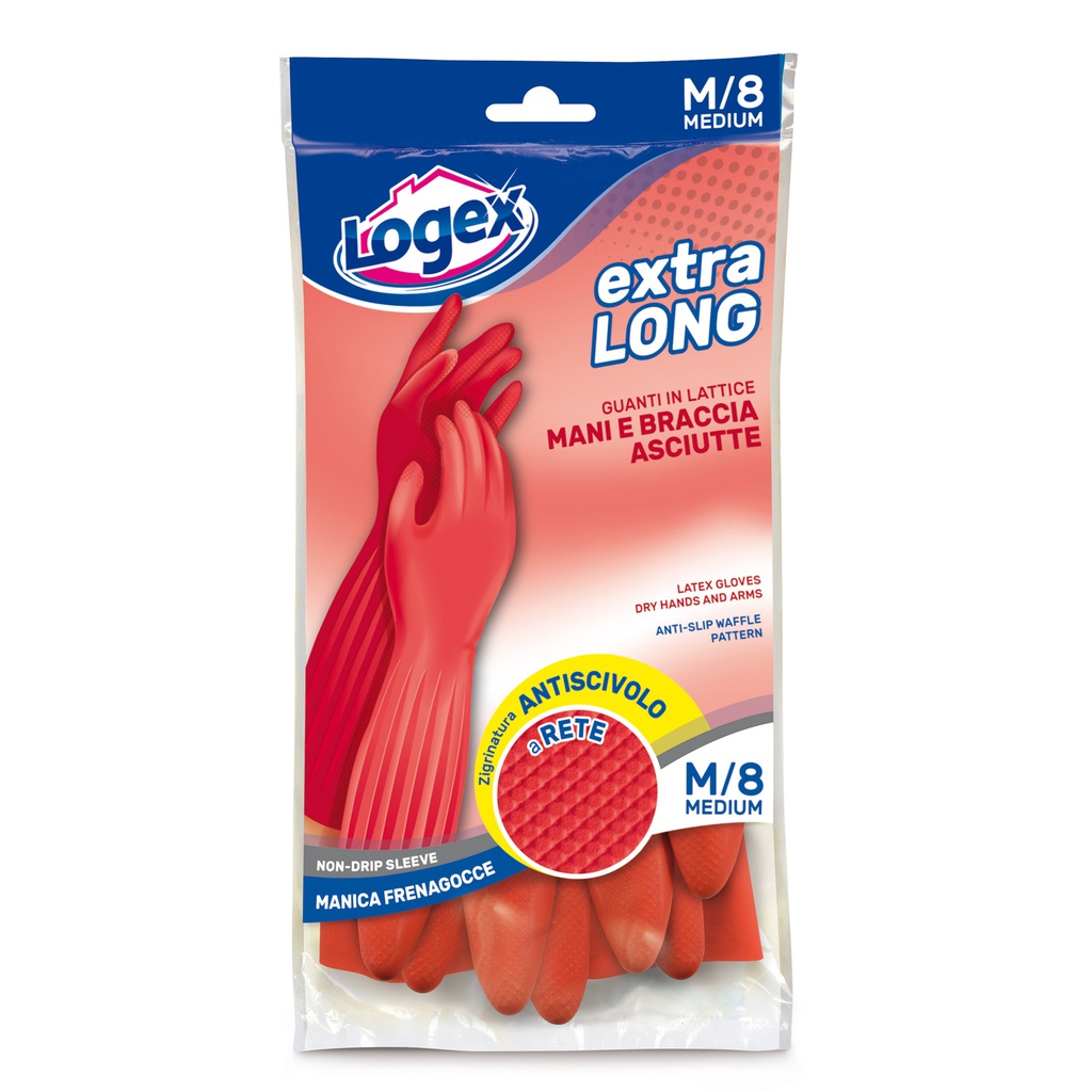 Guanti in lattice Extralong tg. M Rosso